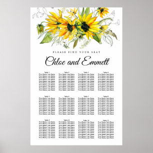 Poster Gráfico de Assentos de Girassol Amarelo Moderno c