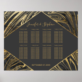 Poster Gráfico de Assentos de Mármore Dourado da Cinza Ne