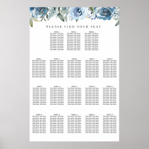 Poster Gráfico de Assentos de Mesa 18 Azul Dusty