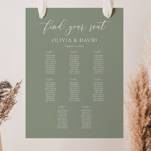 Poster Gráfico de Assentos de Mesa 8 Cor Verde Sage Elega