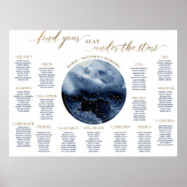 Poster Gráfico de Assentos de Mesa Celestial em Aquarela