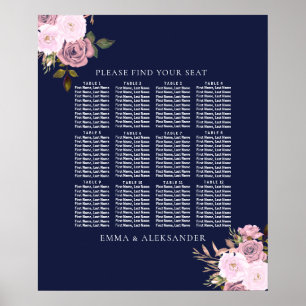 Poster Gráfico de Assentos de Mesa de Casamento Floral Do
