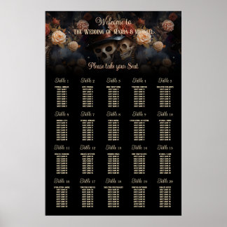 Poster Gráfico de Assentos de Mesa de Casamento Gótico Be