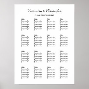 Poster Gráfico de assentos de mesa de casamento preto e b