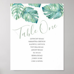 Poster Gráfico de Assentos de Mesa de Casamento Tropical