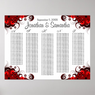 Póster Gráfico de Assentos de Mesa de Casamento Vermelho