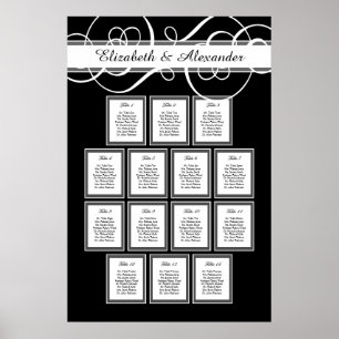 Póster Gráfico de Assentos de Mesa do Janto 14 de Casamen