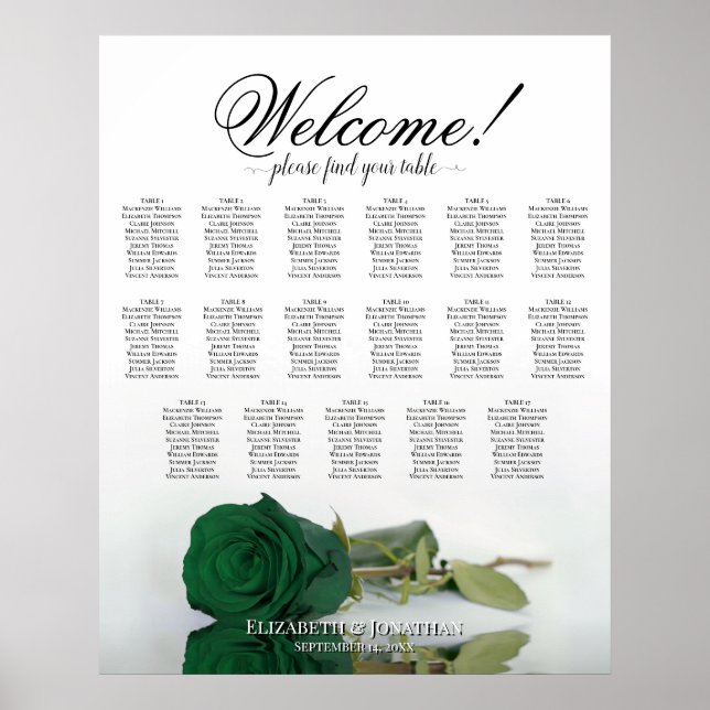 Poster Gráfico de Assentos de Mesa Emerald Green Rose Ele (Frente)
