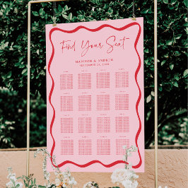 Poster Gráfico de Assentos de Mesa Moderno Rosa Vermelho