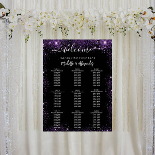Poster Gráfico de assentos de mesa roxo preto de casament