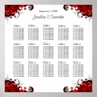 Póster Gráfico de Assentos de Mesas de Casamento Branco e
