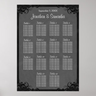 Poster Gráfico de Assentos de Mesas de Casamento em Gótic