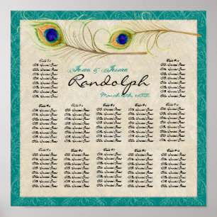 Póster Gráfico de Assentos de Mesas de Recepção de Penas 