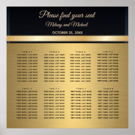 Poster Gráfico de assentos de ouro/casamento negro e mode