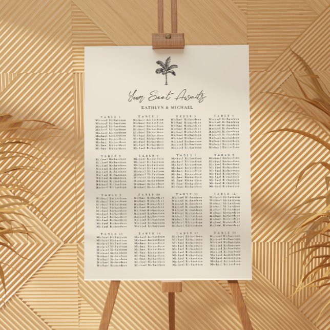 Poster Gráfico de Assentos de Palm Tree Beach Wedding 16  (Criador carregado)