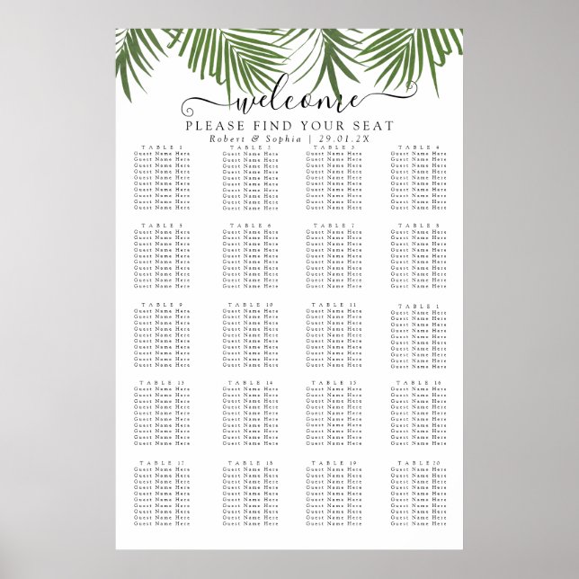 Poster Gráfico de Assentos de Palmeira com Aquarela Moder (Frente)