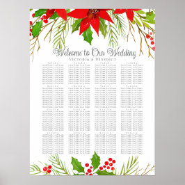 Poster Gráfico de Assentos de Poinsettia para Casamentos 