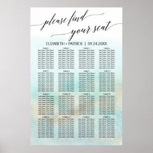 Poster Gráfico de Assentos de Praia de Aqua e Dourada Aqu