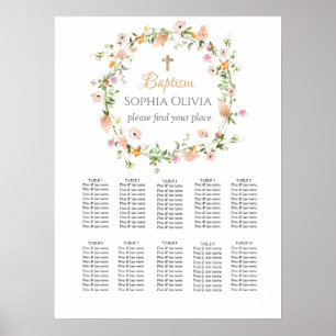 Poster Gráfico de Assentos de Rapariga do Batismo de Flor