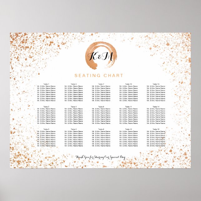 Póster Gráfico de Assentos de Recepção de casamento de Co (Frente)