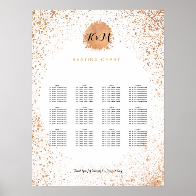 Poster Gráfico de Assentos de Recepção de casamento de Co (Frente)