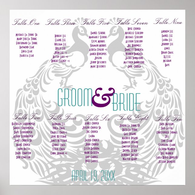 Poster Gráfico de Assentos de recepção de casamento - Pav (Frente)