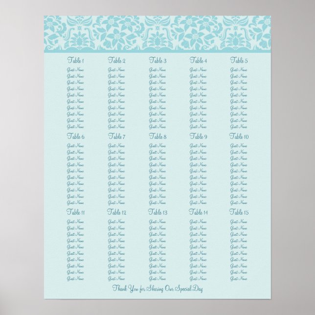 Póster Gráfico de Assentos de recepção de casamento - Tam (Frente)