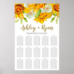 Poster Gráfico de Assentos de Sunflower Elegante