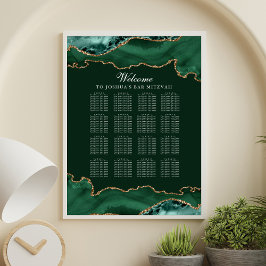 Poster Gráfico de Assentos do Bar de Agato Dourado Verde 
