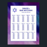 Poster Gráfico de Assentos do Bar Mitzvah da Estrela Azul<br><div class="desc">Belo Bar judeu religioso ou gráfico de assentos de Bat Mitzvah. Design de aquarela moderna, mas elegante, em azul marinho, cor púrpura. White Star de David em letras modernas de guião. "É chamado para o TORAH como um Bar Mitzvah". Prefeito para um filho de 13 anos, rapaz. Fácil de editar...</div>