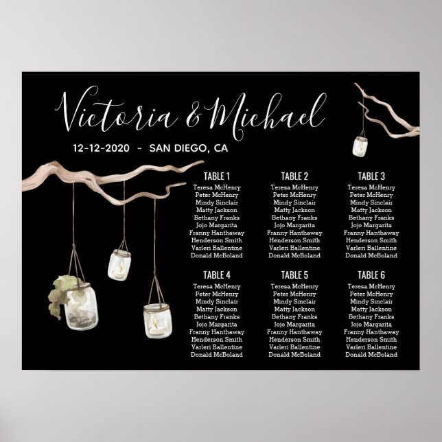 Poster Gráfico de Assentos do Branch Mason Jars (Frente)