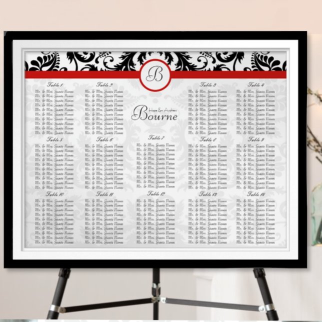 Poster Gráfico de Assentos do Casamento tema damasco Pret (To see frame and mat pricing,  please choose your options.)