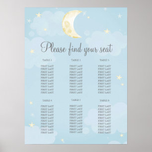 Poster Gráfico de Assentos do Chá de fraldas da Lua Azul-