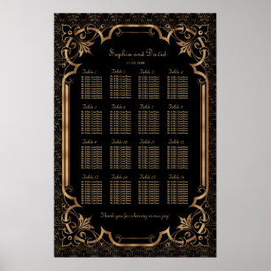 Poster Gráfico de assentos do Excelente Glam Black Gatsb