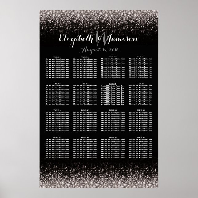 Poster Gráfico de Assentos do Glam Glam de Silver Black H (Frente)