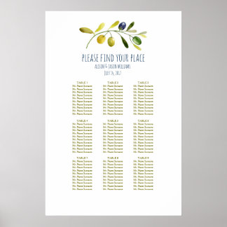 Póster Gráfico de assentos do janto de casamento do Olive