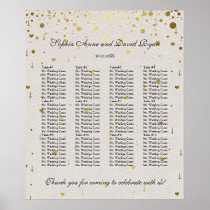 Poster Gráfico de Assentos Dourados de Confetti Moderno E
