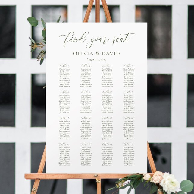 Poster Gráfico de Assentos Elegante em Script Verde Sálvi (Criador carregado)