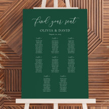 Gráfico de Assentos Emerald Elegant Script 8 mesas
