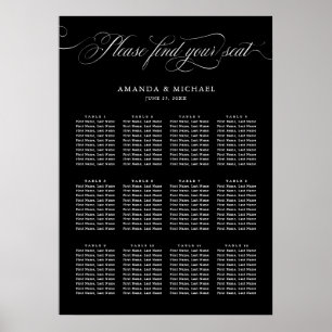 Poster Gráfico de Assentos eterno preto para caligrafia m