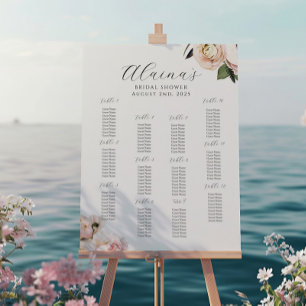 Poster Gráfico de Assentos Florais, Chá de panela Românti