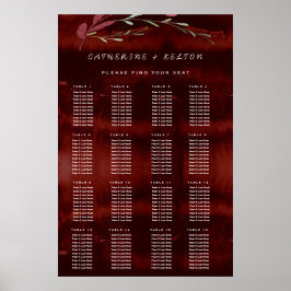 Poster Gráfico de Assentos Florais De Casamento Russo Bur