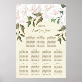 Póster gráfico de assentos florais de casamentos de pince