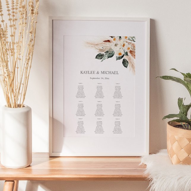 Poster Gráfico de Assentos Florais de Evento Boho Copper  (Criador carregado)