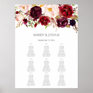 Poster Gráfico de Assentos Florais de Marsala - 9 Branco