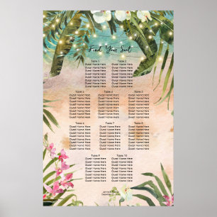 Poster gráfico de assentos florais de orquídeas de praia