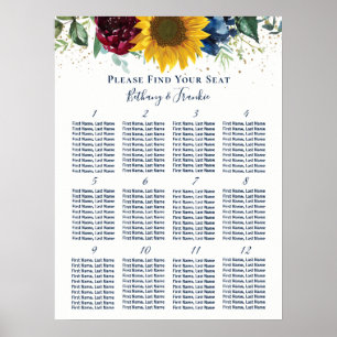 Poster Gráfico de Assentos Florais de Rosa de Girassol R