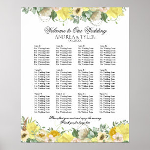 Poster Gráfico de Assentos Florais de Rosas Amarelas