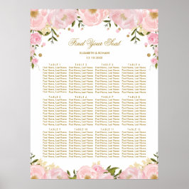 Poster Gráfico de Assentos Florais Dourados Blush