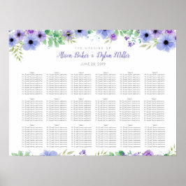 Poster Gráfico de Assentos Florais Românticos de Casament